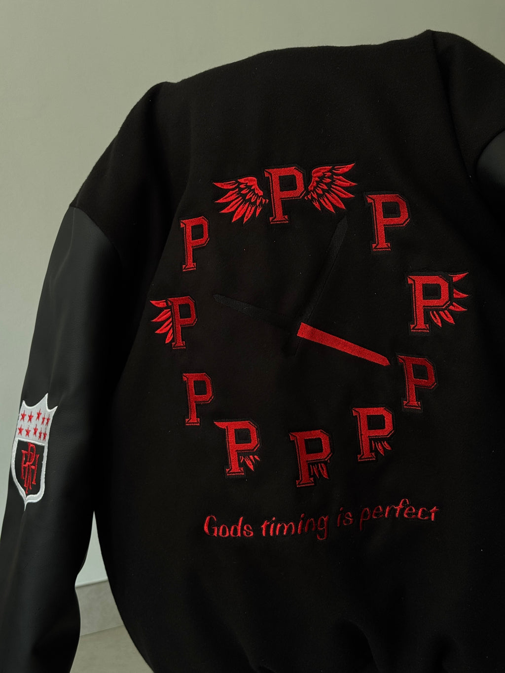 Gods Timing Varsity Jacket